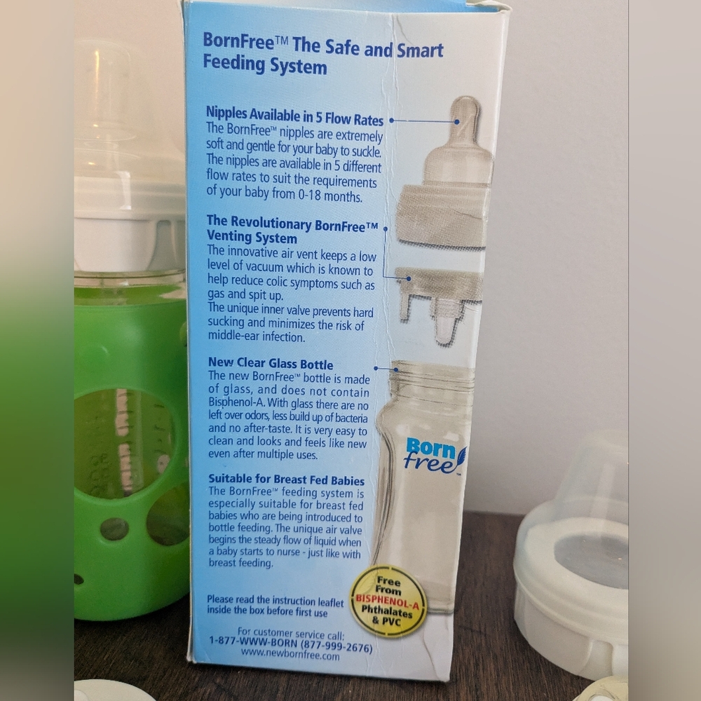 2️⃣ Born Free Vented GLASS bottles / Set - Picture 4 of 5